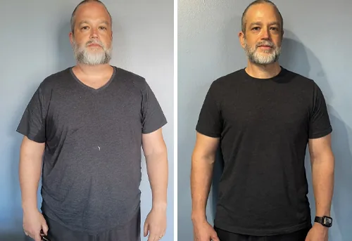 Men's before and after weight loss over 40 with personal training and nutrition coaching in Bergen County NJ