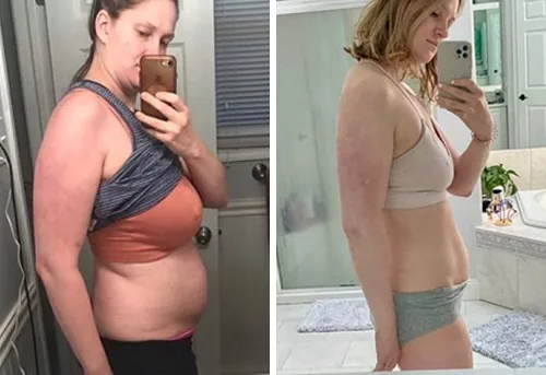 Postpartum before and after transformation, post baby weight loss with a personal trainer in Westwood NJ