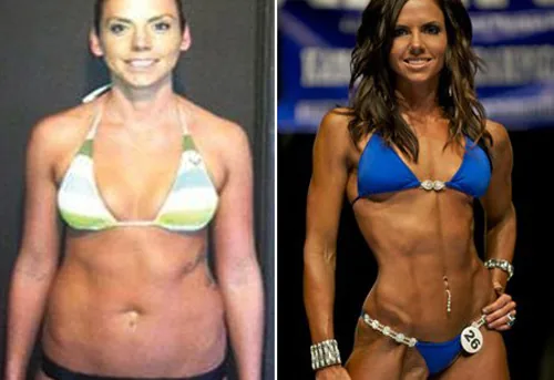 Ashley before and after contest prep with UTG Personal Training in Westwood NJ