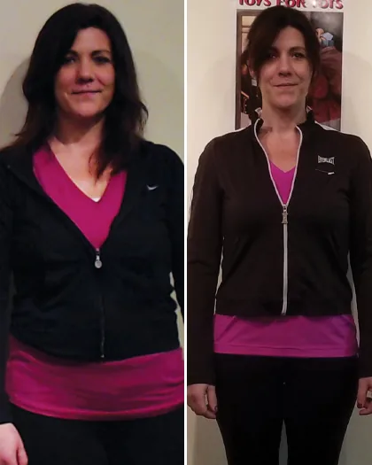 Tracey before and after, 30 lb down with UTG Personal Training in Westwood NJ