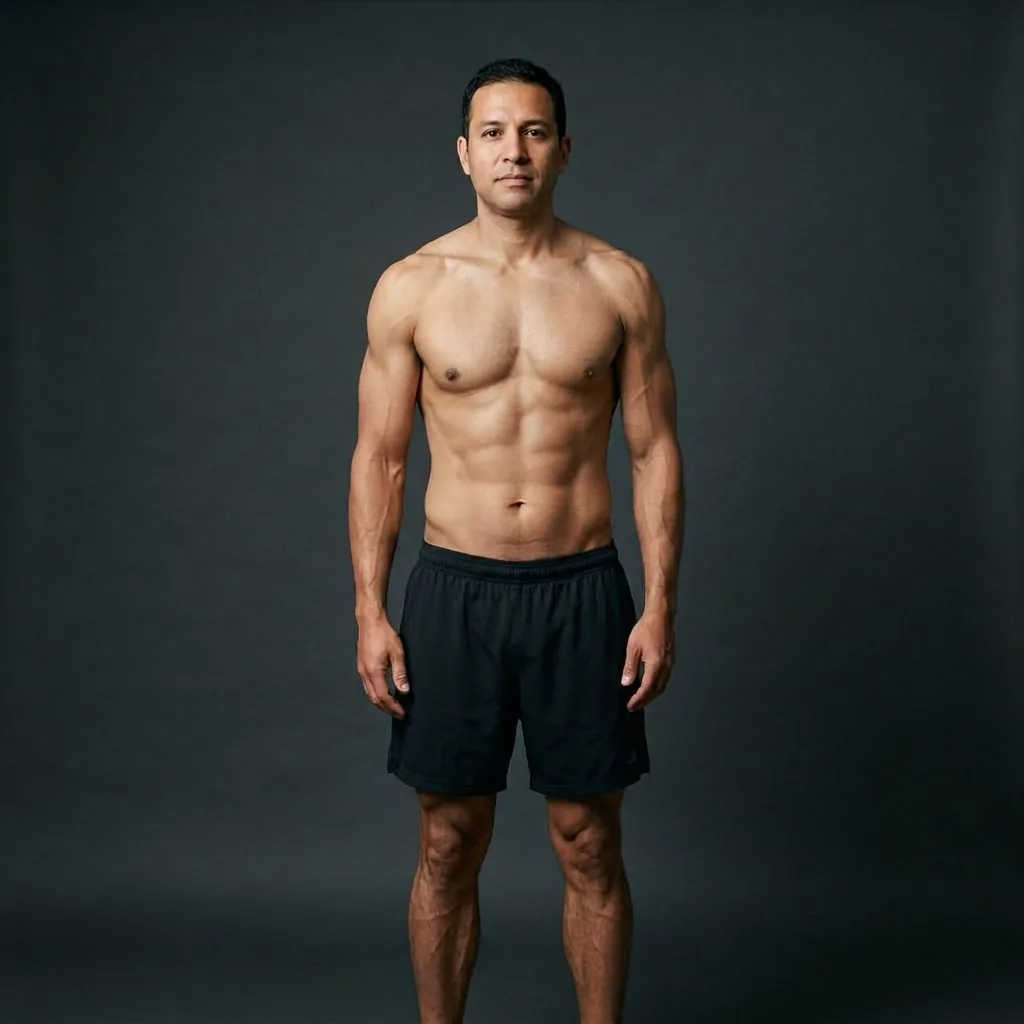 Illustration of a lean, defined build after training