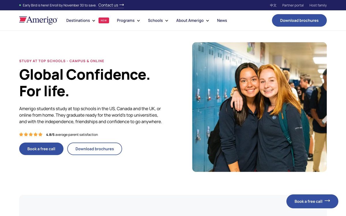 Amerigo Education website homepage