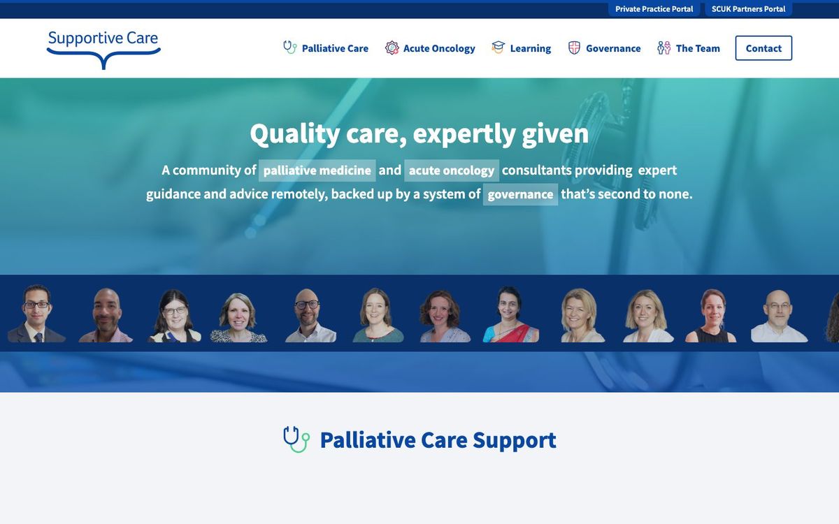 Supportive Care website homepage