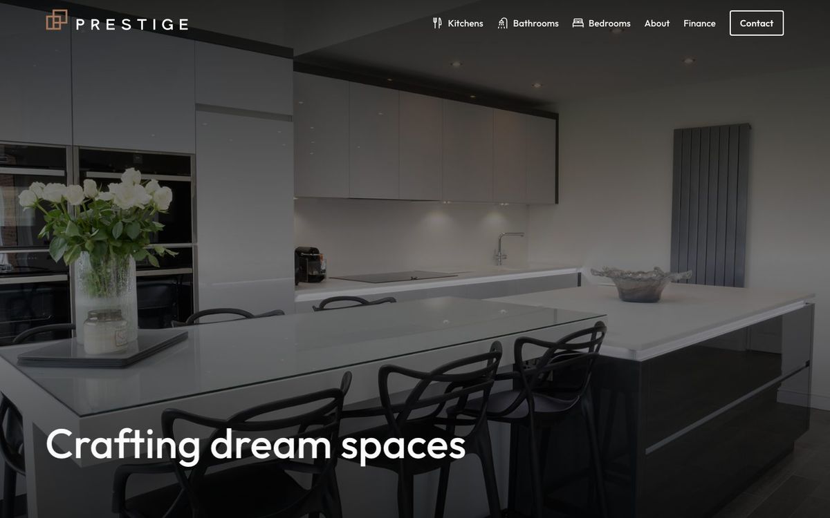 Prestige Kitchens website homepage