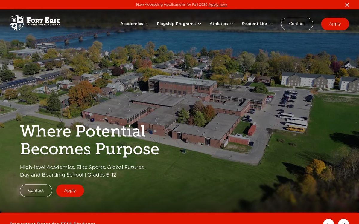 Fort Erie International Academy website homepage