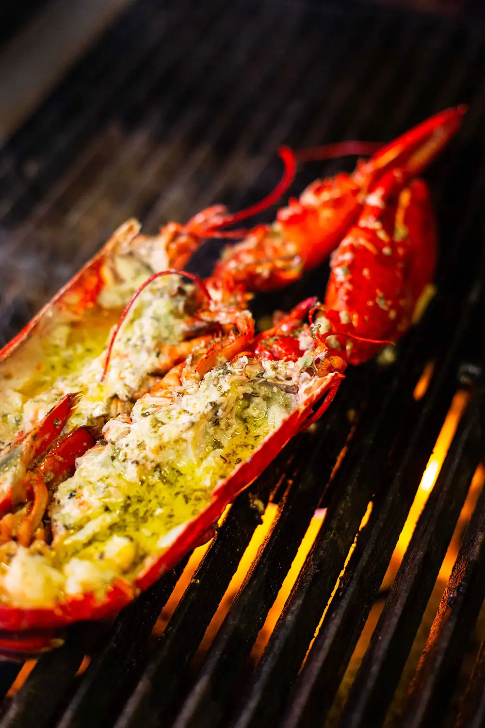 lobster flames on grill