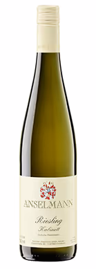 Front view of a Anselmann Riesling white wine bottle with capsule and label