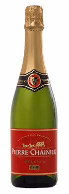 Pierre Chainier sparkling Brut wine bottle and front label with foil