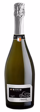 Bottle of Bivio Italio Prosecco front view with foil and label