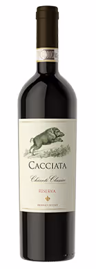 Wine bottle from Cacciata with Chianti Classico Reserva label and wine capsule