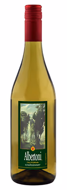 Front view of a bottle of Albertoni California Chardonnay
