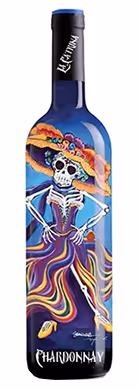 Front view of the beautiful wine bottle La Catrina Chardonnay