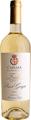 Carrara wine brand Pinot Grigio bottle front view with label and capsule