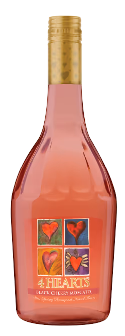 A bottle of 4 Hearts Black Cherry Moscato