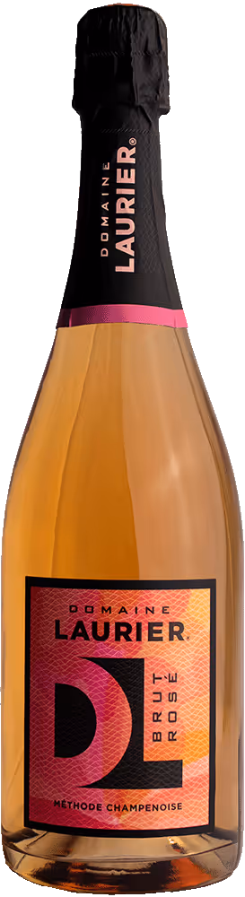 Domaine Laurier Brut Rosé Sparkling wine bottle with foil and front label
