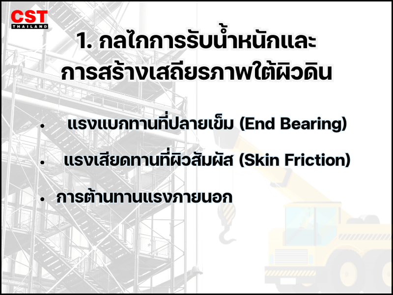 1. กลไกการรับน้ำหนักและการสร้างเสถียรภาพใต้ผิวดิน