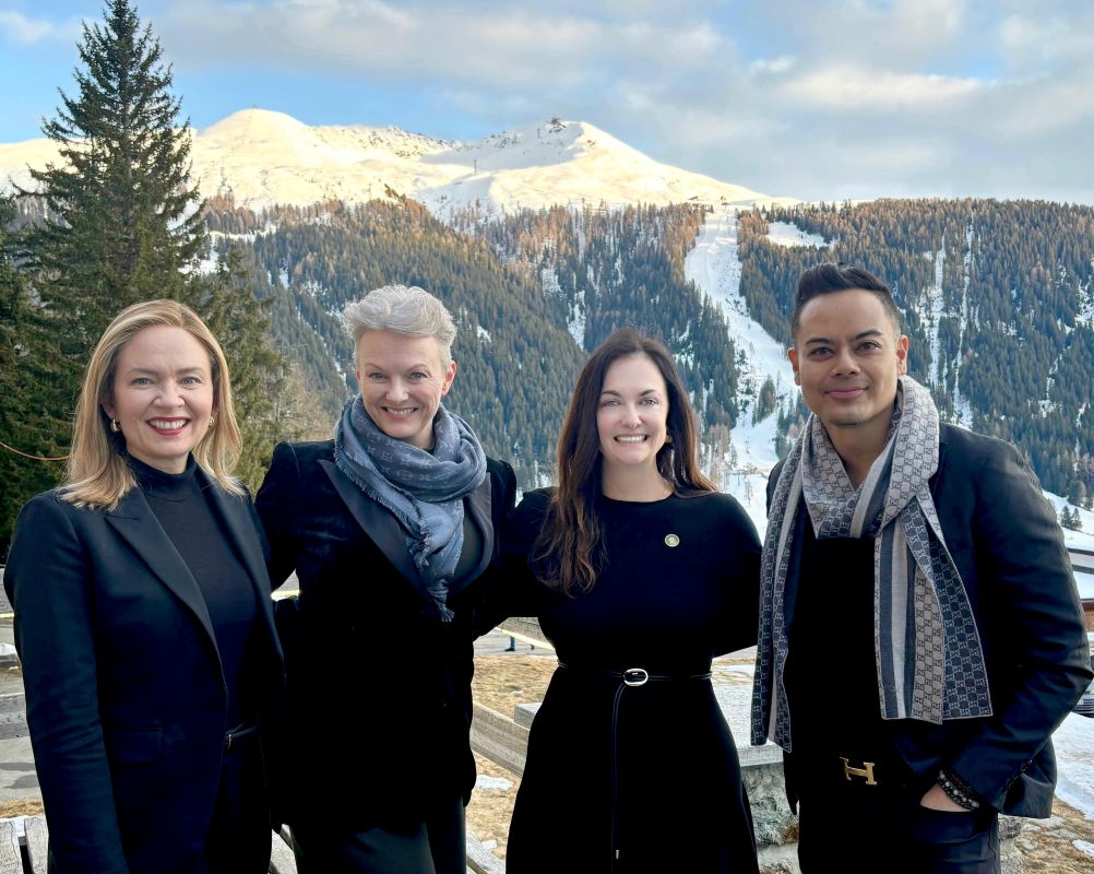 The Intiqe Founding Team in Davos during the World Economic Forum annual meetings this week, January 2026. From left to right: Tarja Stephens, Johanna Soderstrom, Ana C. Rold, Nikos Acuña.