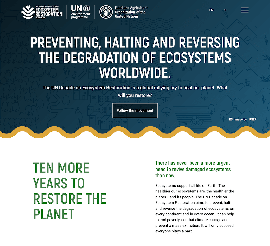 Screenshot of the Decade on Restoration website.