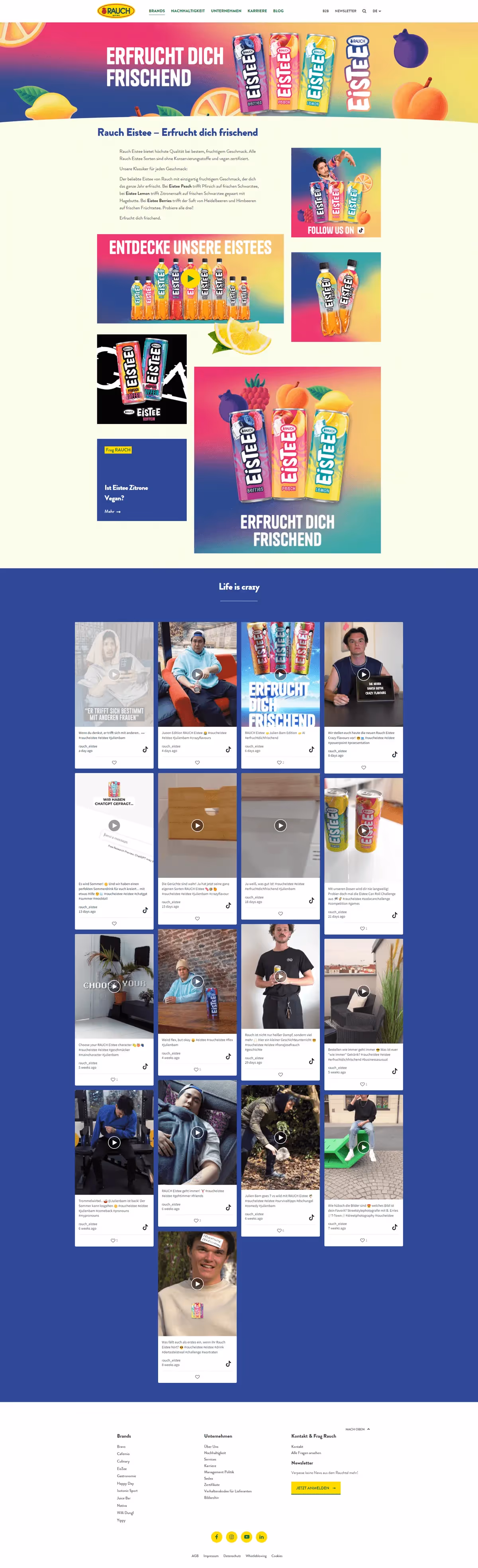 rauch tik tok hub on website screenshot full landing page