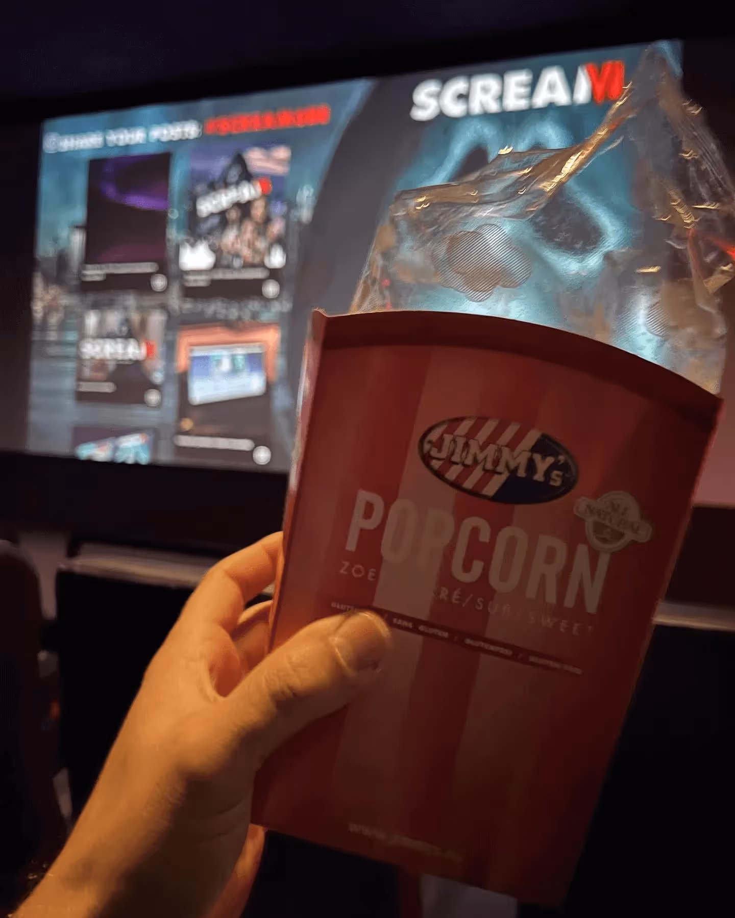 scream VI cinema screen social media wall popcorn
