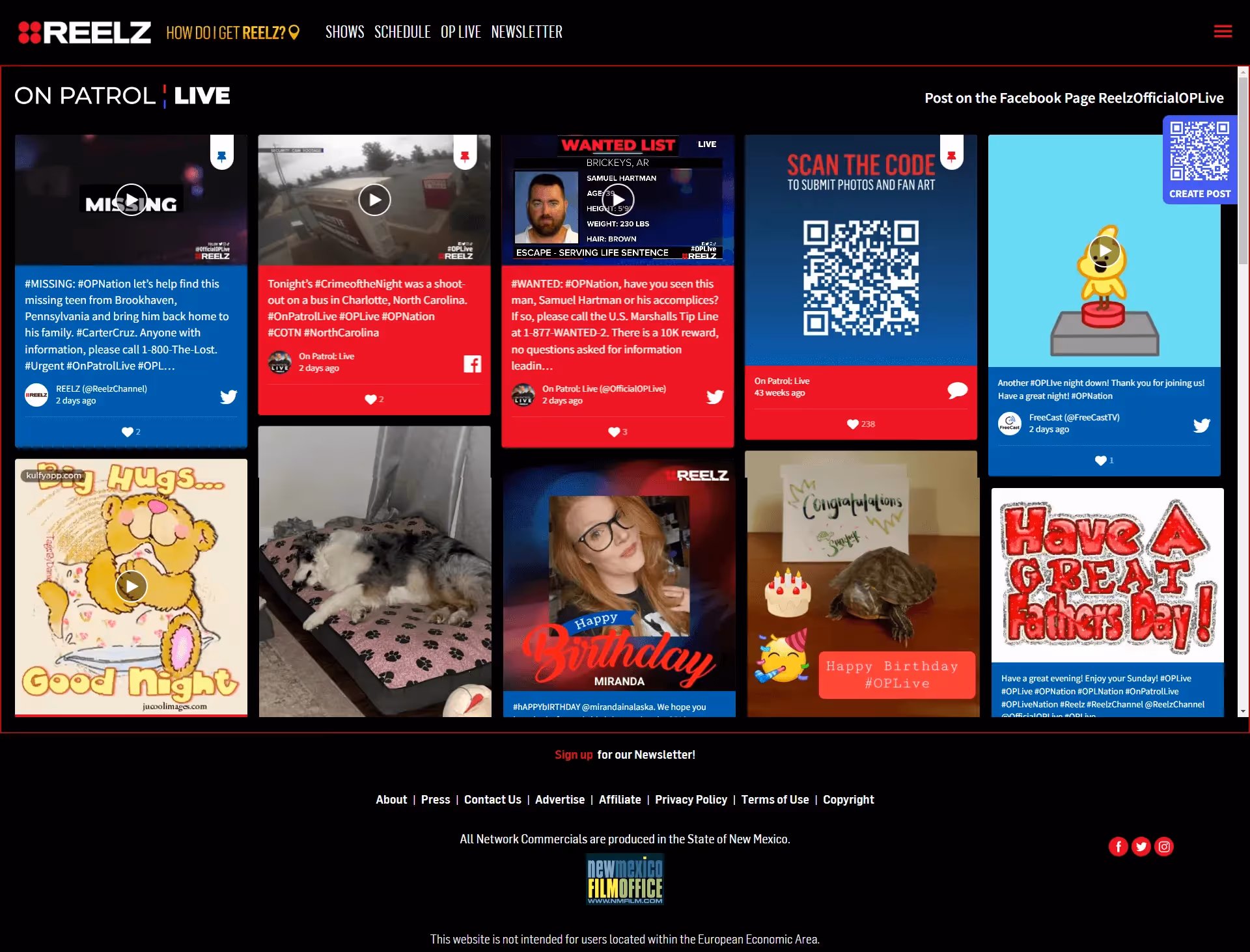 reelz on patrol social wall fluid layout