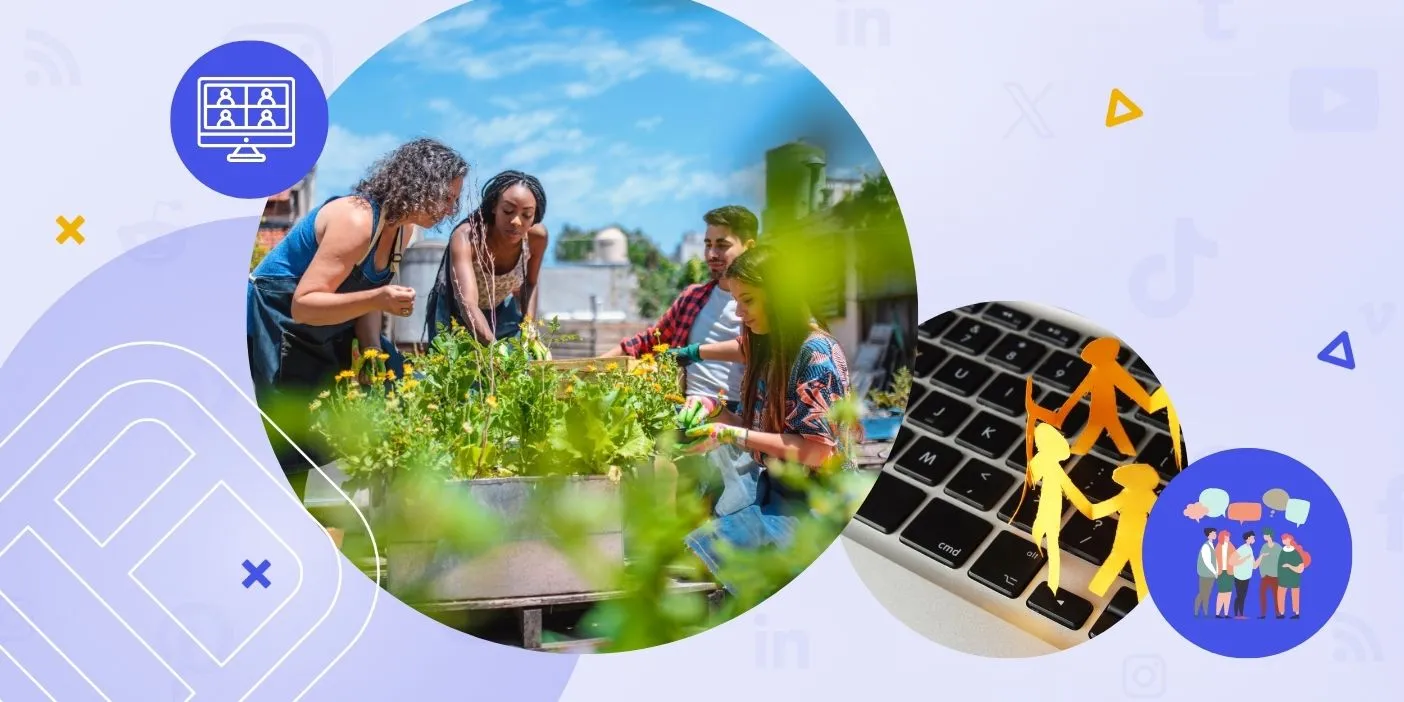 A community of people gardening. 