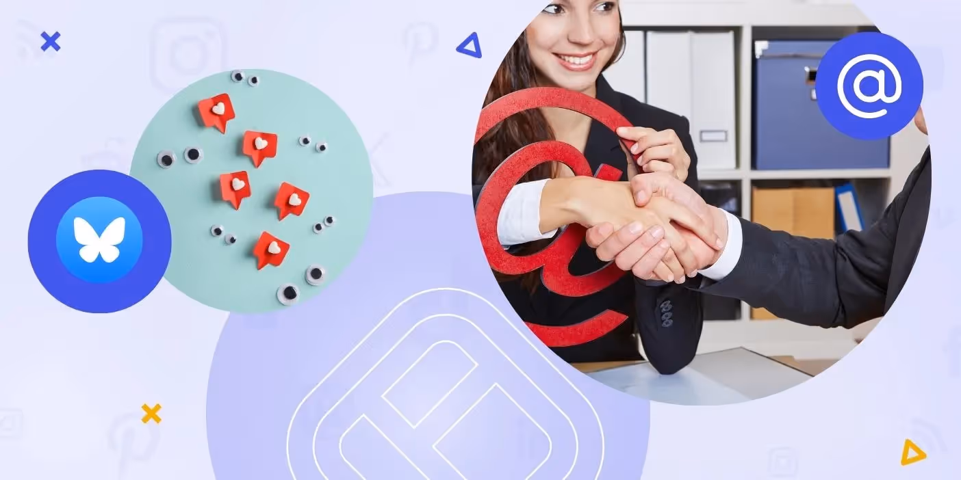 Two people and an "@" symbol representing social media mentions.