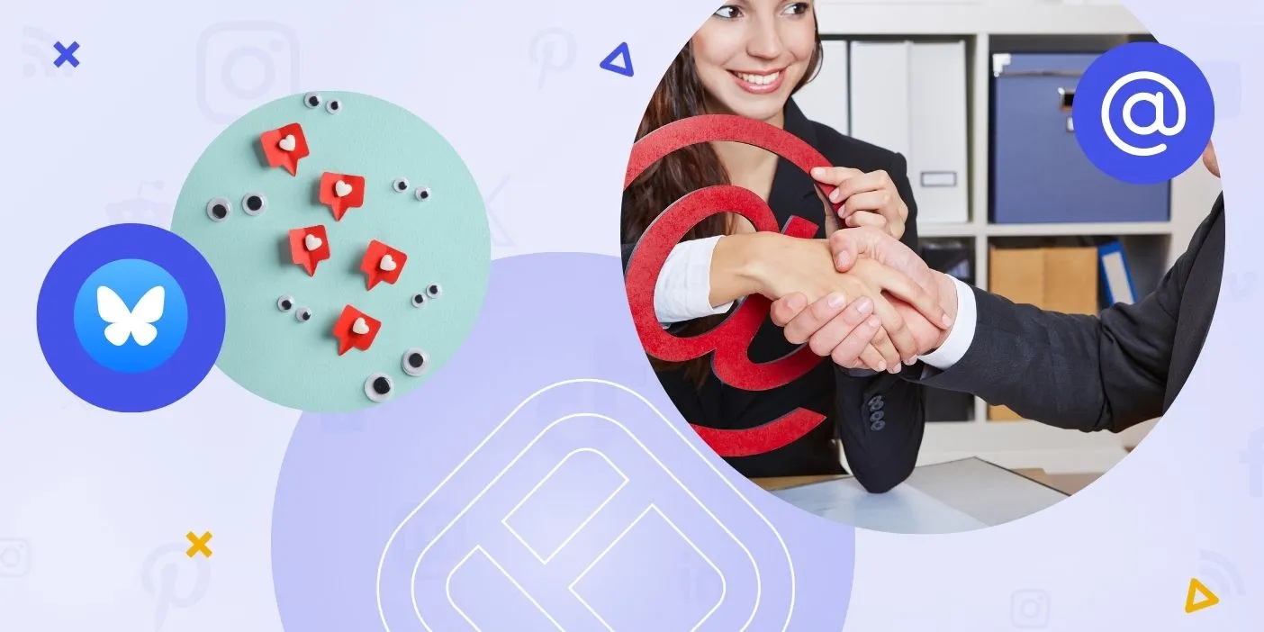 Two people and an "@" symbol representing social media mentions.