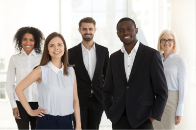 Diverse team staff smiling