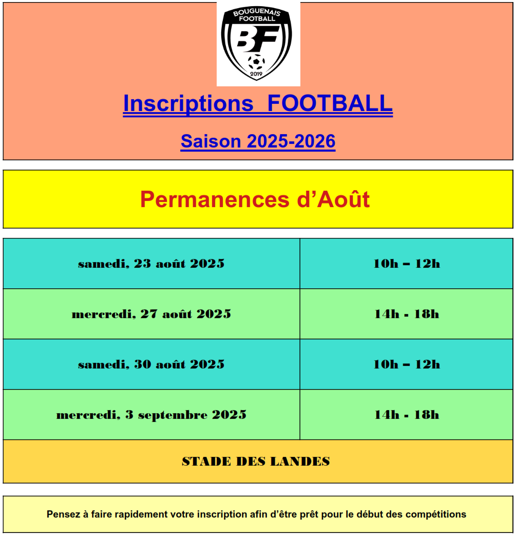 Inscription saison 2025/2026 - Nouvelle Date !