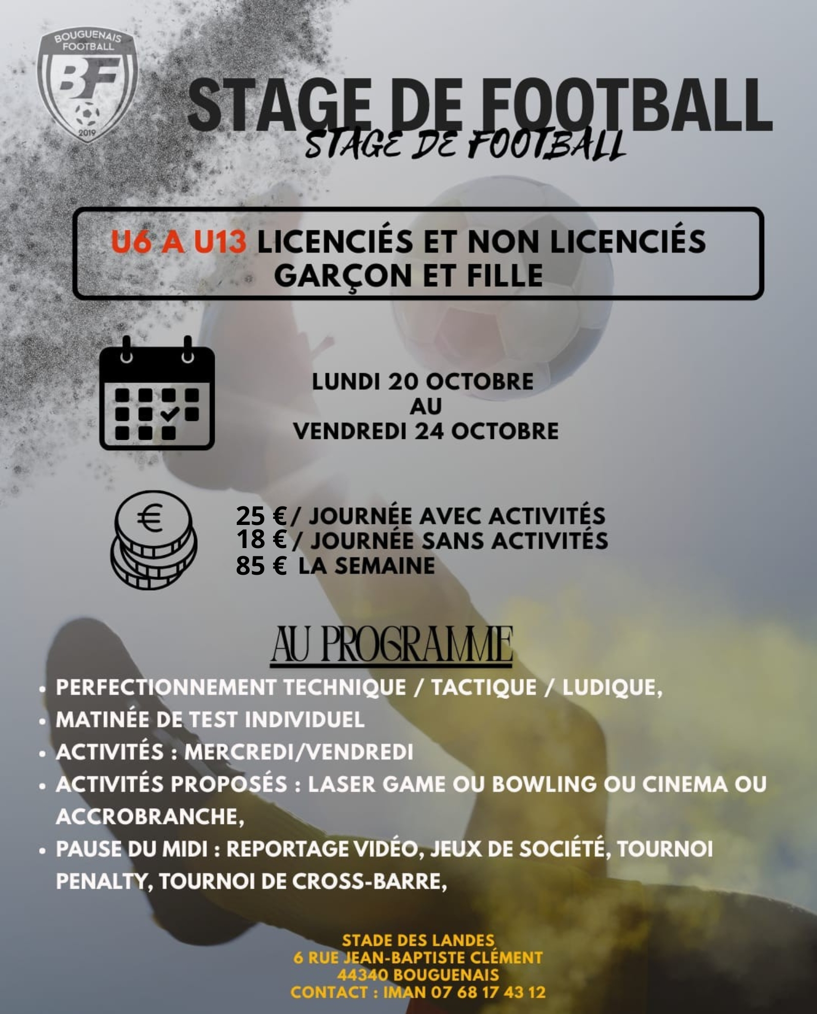 ⚽ Stage de Football – Vacances de la Toussaint 2025