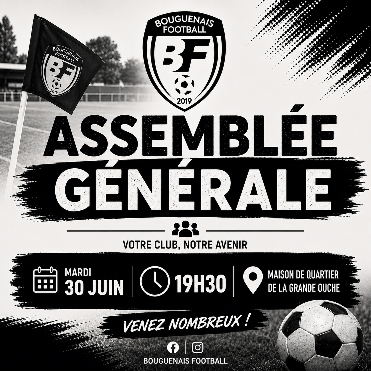 ⚪⚫ ASSEMBLÉE GÉNÉRALE DU BOUGUENAIS FOOTBALL ⚪⚫