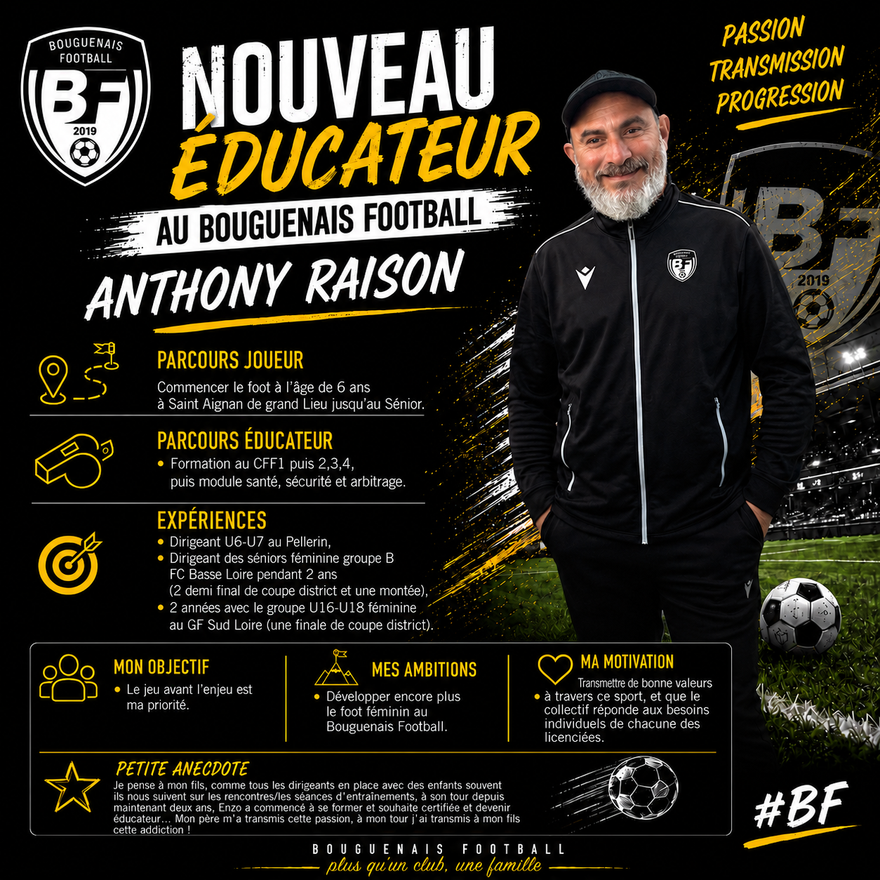 🚨 NOUVEL ÉDUCATEUR AU BOUGUENAIS FOOTBALL ! ⚫⚪