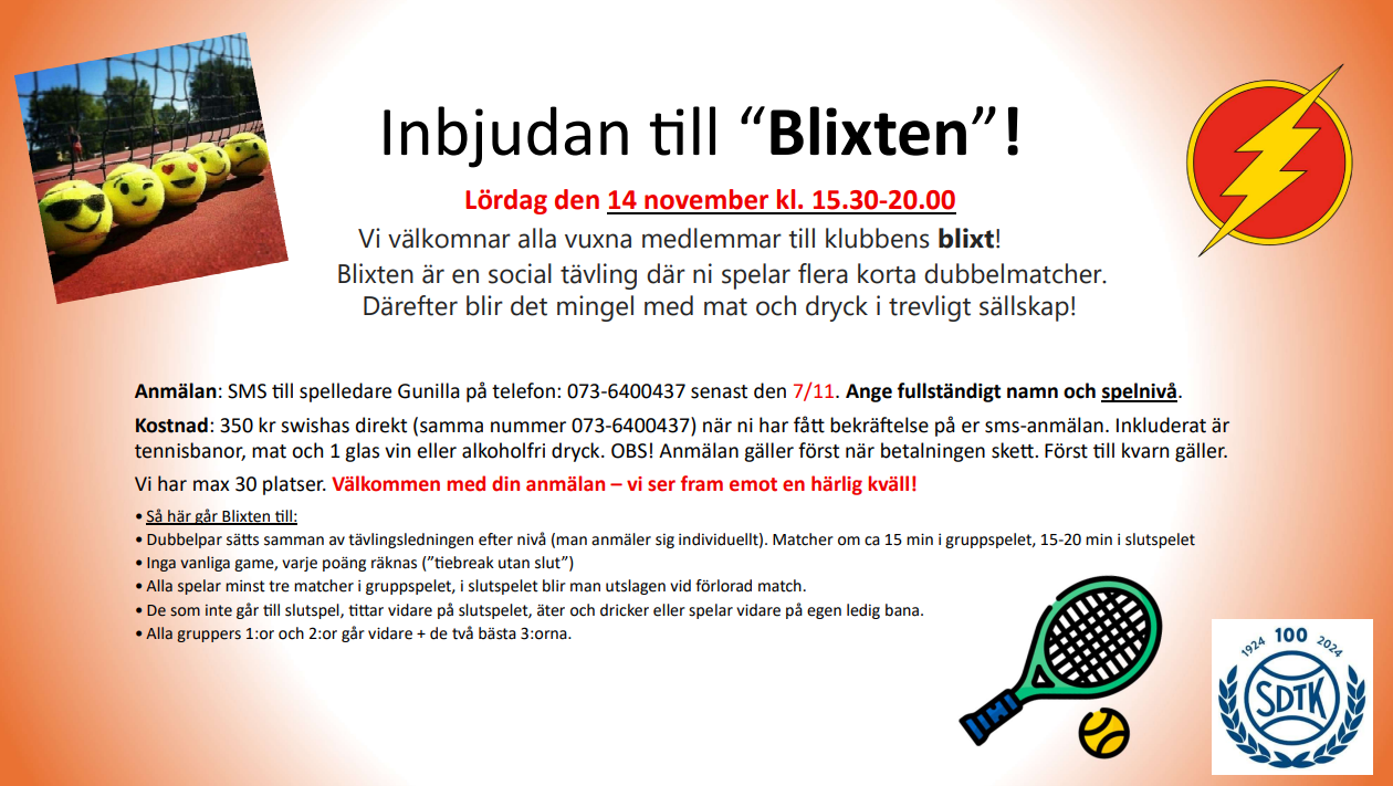 Inbjudan "Blixten" 14 nov