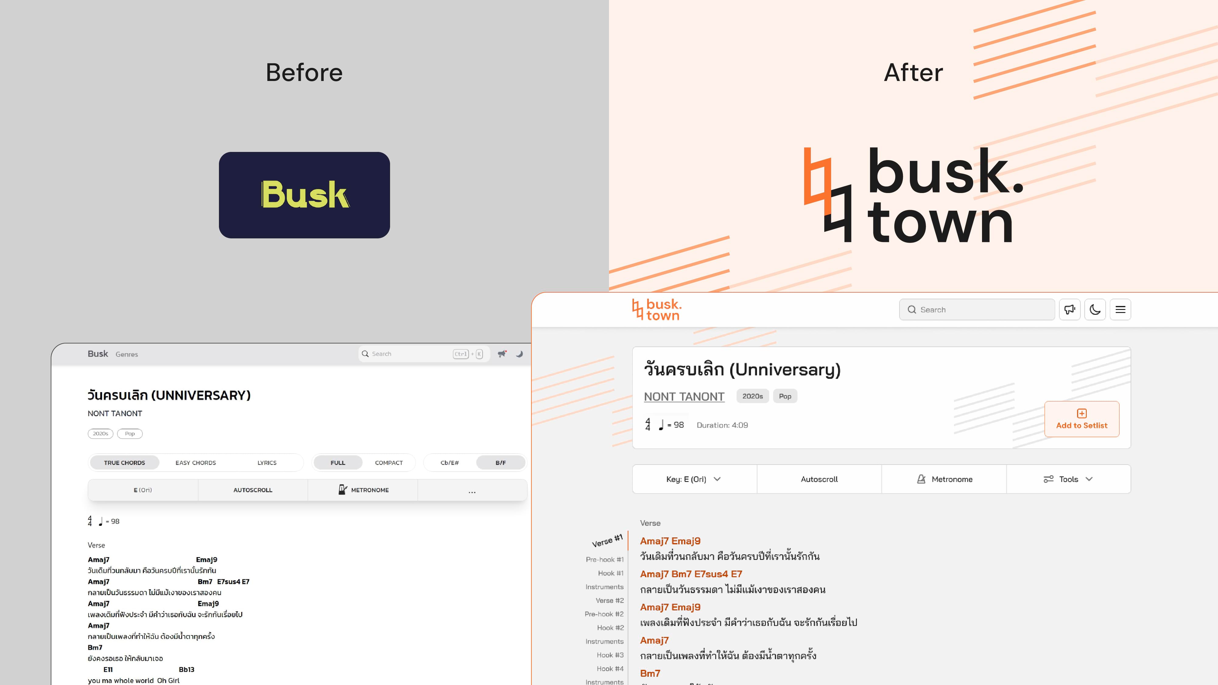 Before and after redesign.
