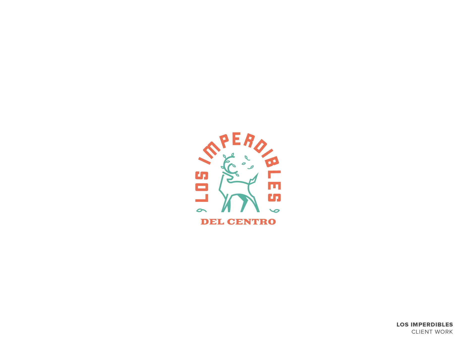 Logo with a stylized green deer with branches and leaves as antlers, surrounded by orange text 'LOS IMPERDIBLES' and below in orange 'DEL CENTRO'.
