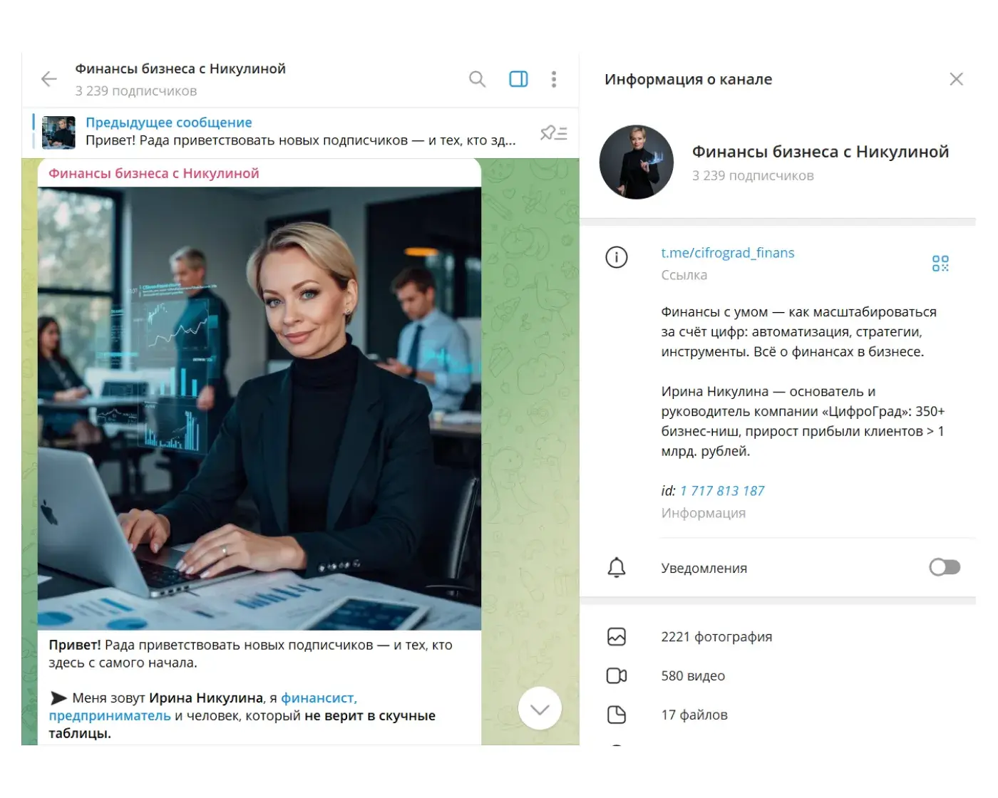 Канал «Финансы бизнеса с Никулиной»