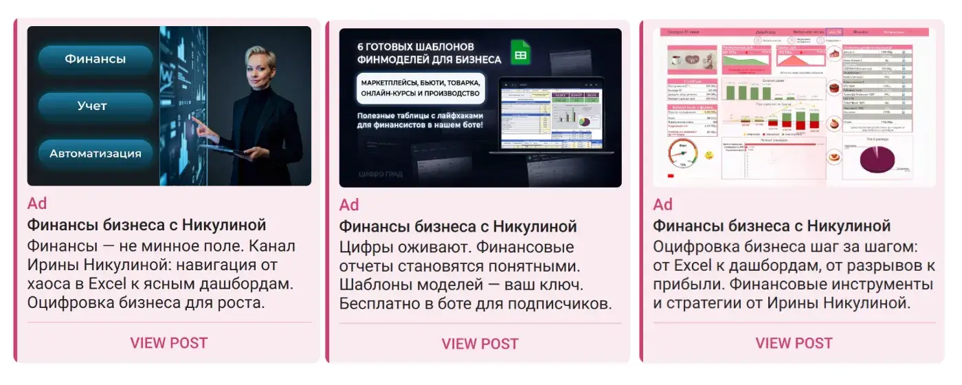 Рекламные креативы Telegram Ads