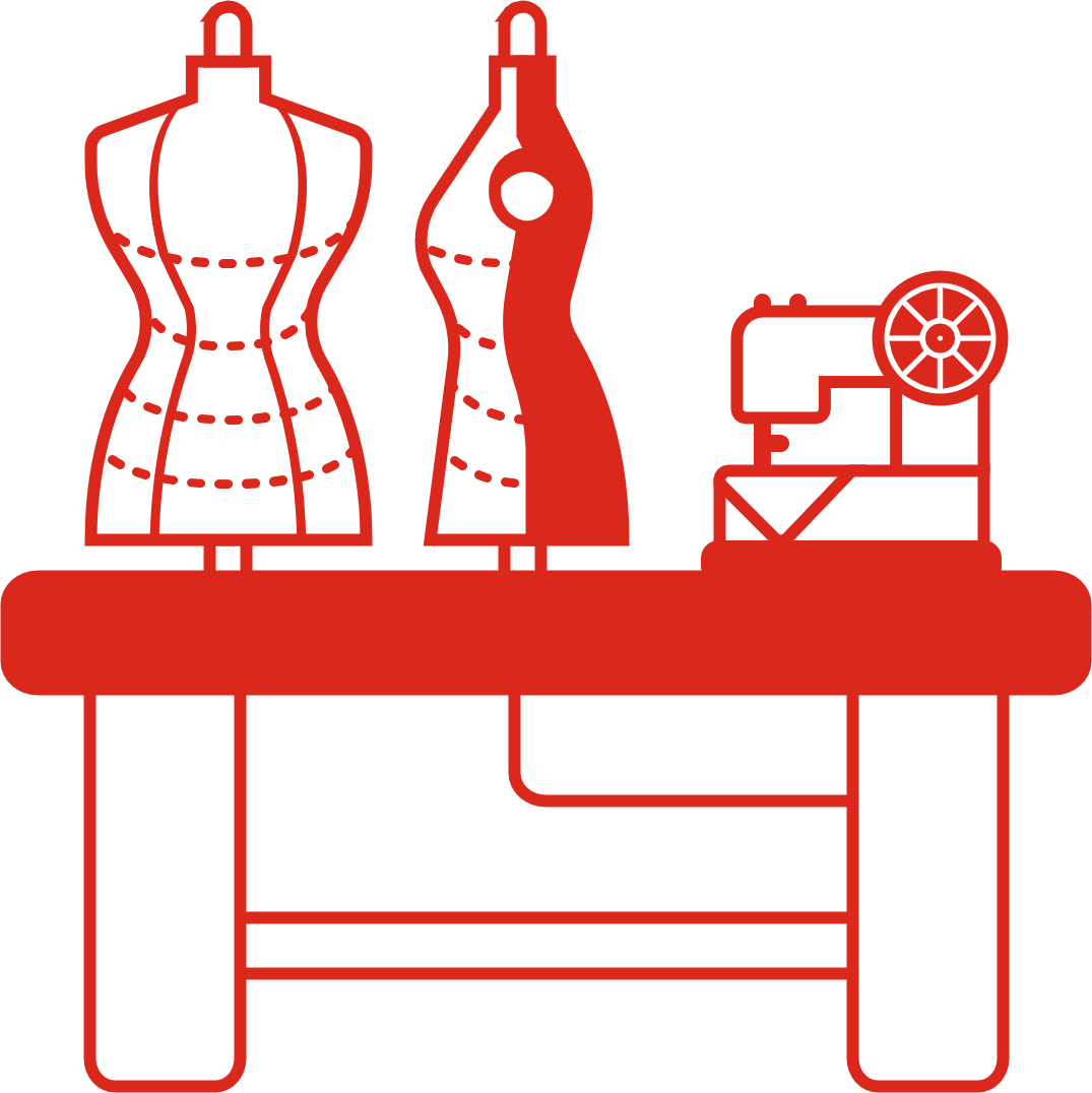 An illustration of a sneaker broken down and shoe making tools