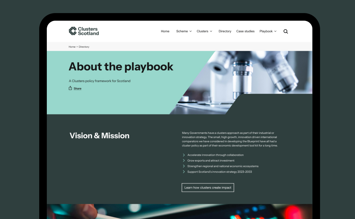 Scottish Enterprise Clusters - Design Process