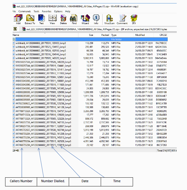 call recording extraction gamma horizon phone