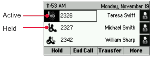 Active and Held Call