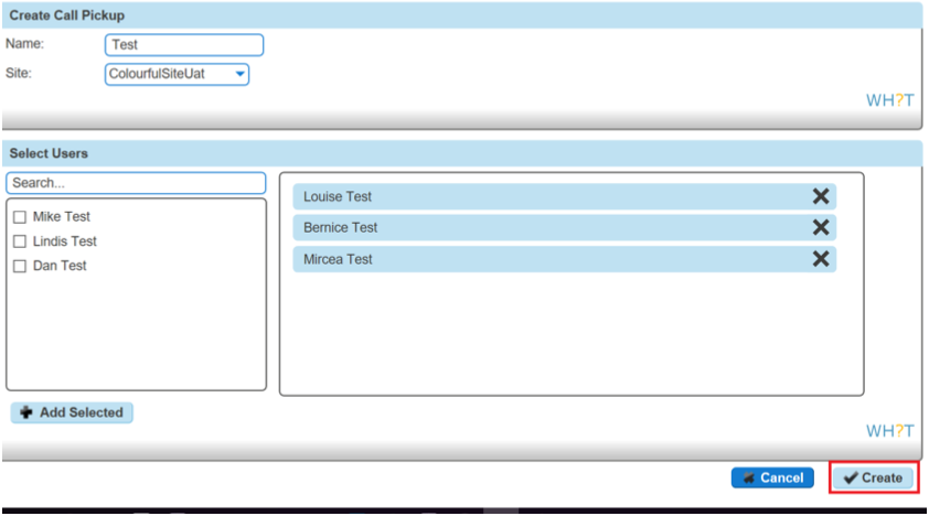 Create Call Pickup