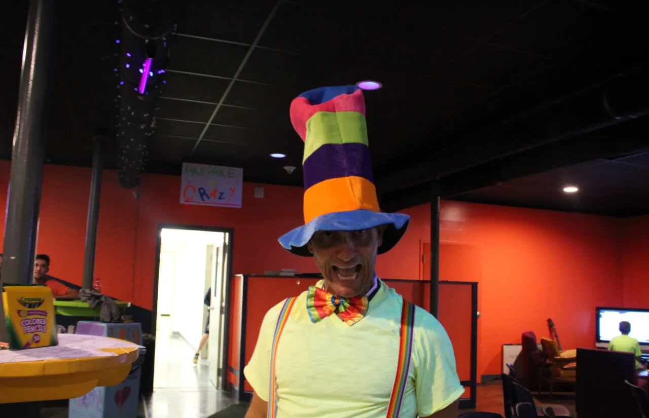 man with a rainbow hat and bow tie at First Baptist Church- Indian Trail