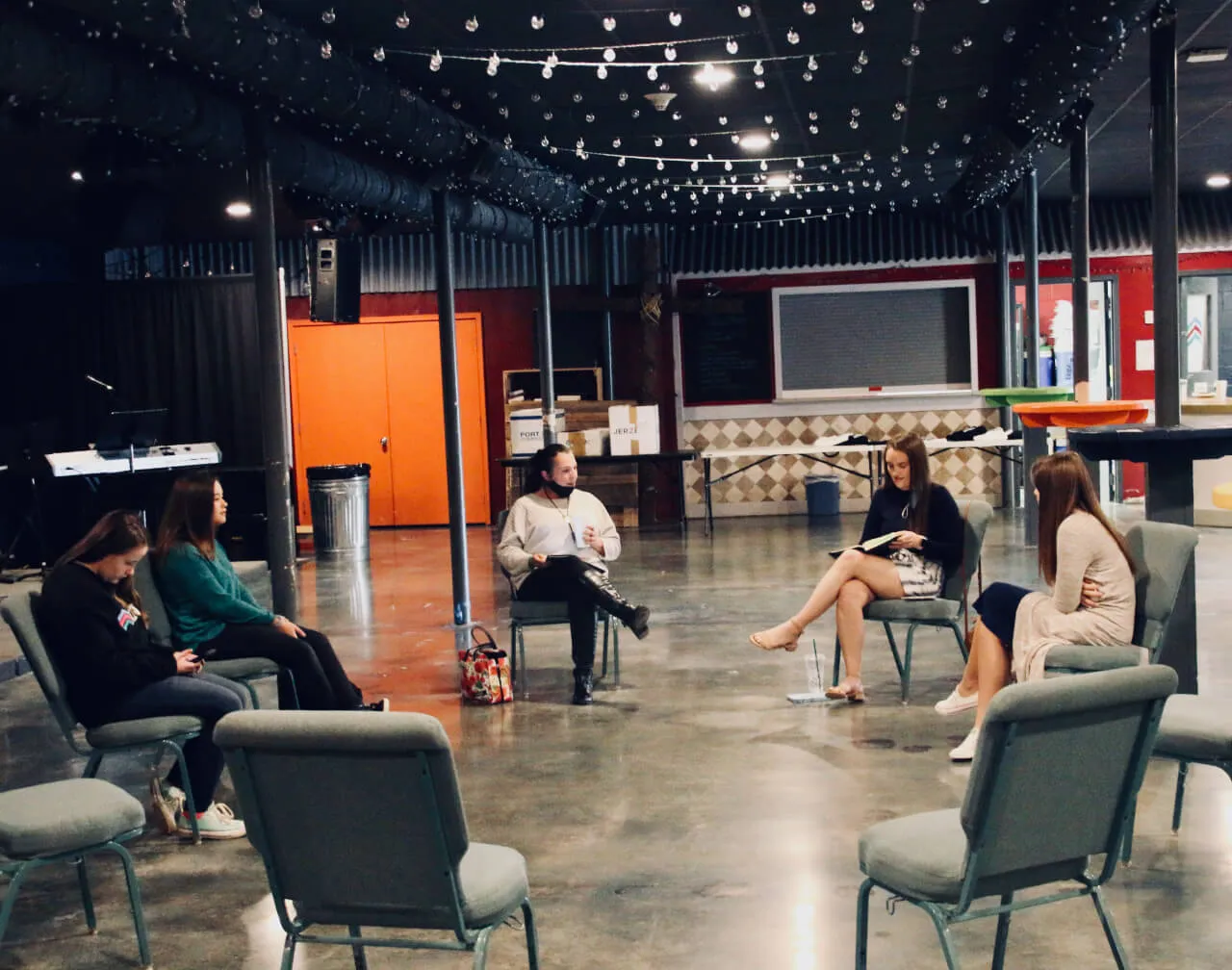 group of girls sitting and having a meeting at First Baptist Church- Indian Trail