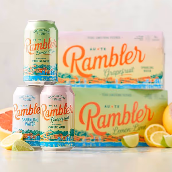Older version of Rambler Sparkling Water cases.