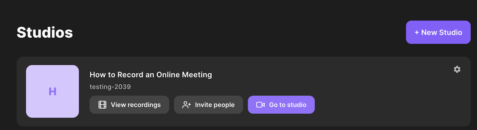 Online recording studio for team meetings