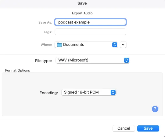 Selecting a bitrate for a podcast recording on Audacity