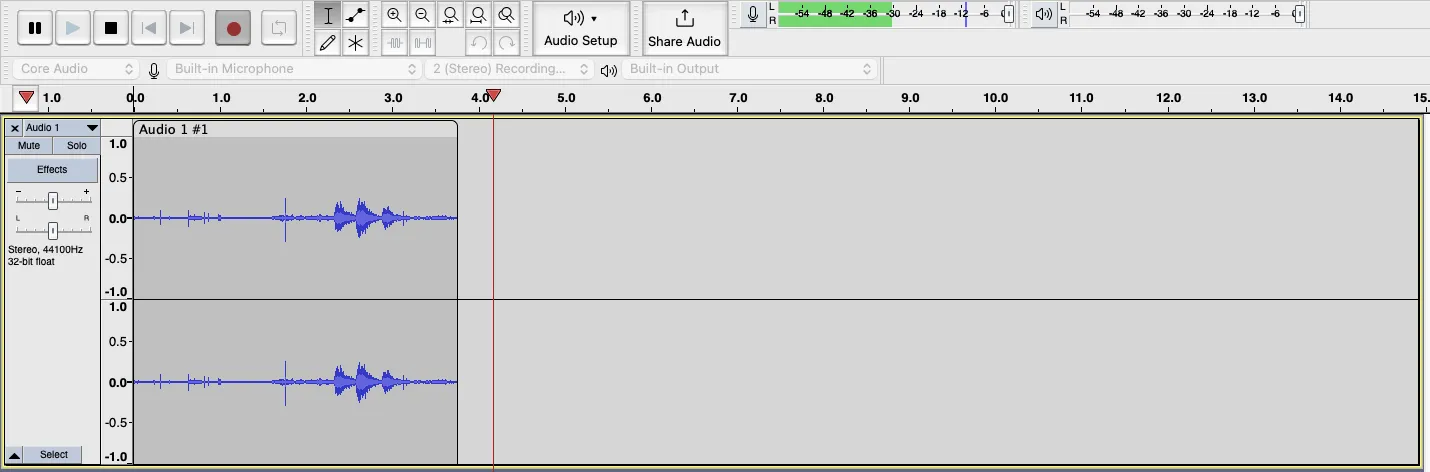 Stopping a podcast recording on Audacity