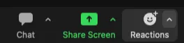 Screen share button for sharing presentations on Zoom